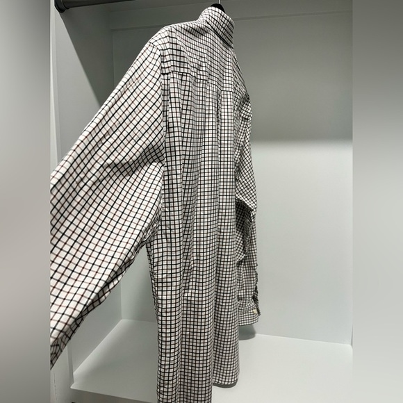 Peter Millar Nanoluxe Easycare black and brown check Button Down Shirt Large - Picture 3 of 9